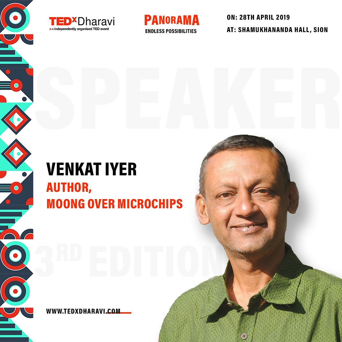 TEDxDharavi's tweet photo. Venkat will talk about his adventures of choosing to grow moong over designing microchips

Tickets start at 399/- only Book now at https://t.co/qLD8YgWcew
#TEDxDharavi #TEDx #TEDtalks #Mumbai https://t.co/MCVDdrjmRi