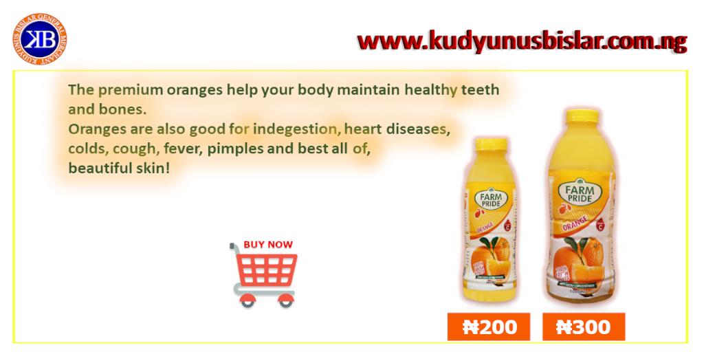 #FarmPride #Juice 
100% Fresh Fruits.

#Shop with us at
kudyunusbislar.com.ng

We offer doorstep #delivery with #payment on delivery in #Kaduna, #Jaji and #Zaria.
#Wholesale and #retail units available at #discount #prices

#kudyunusbislar #FMCG #distributor #Nigeria #orange