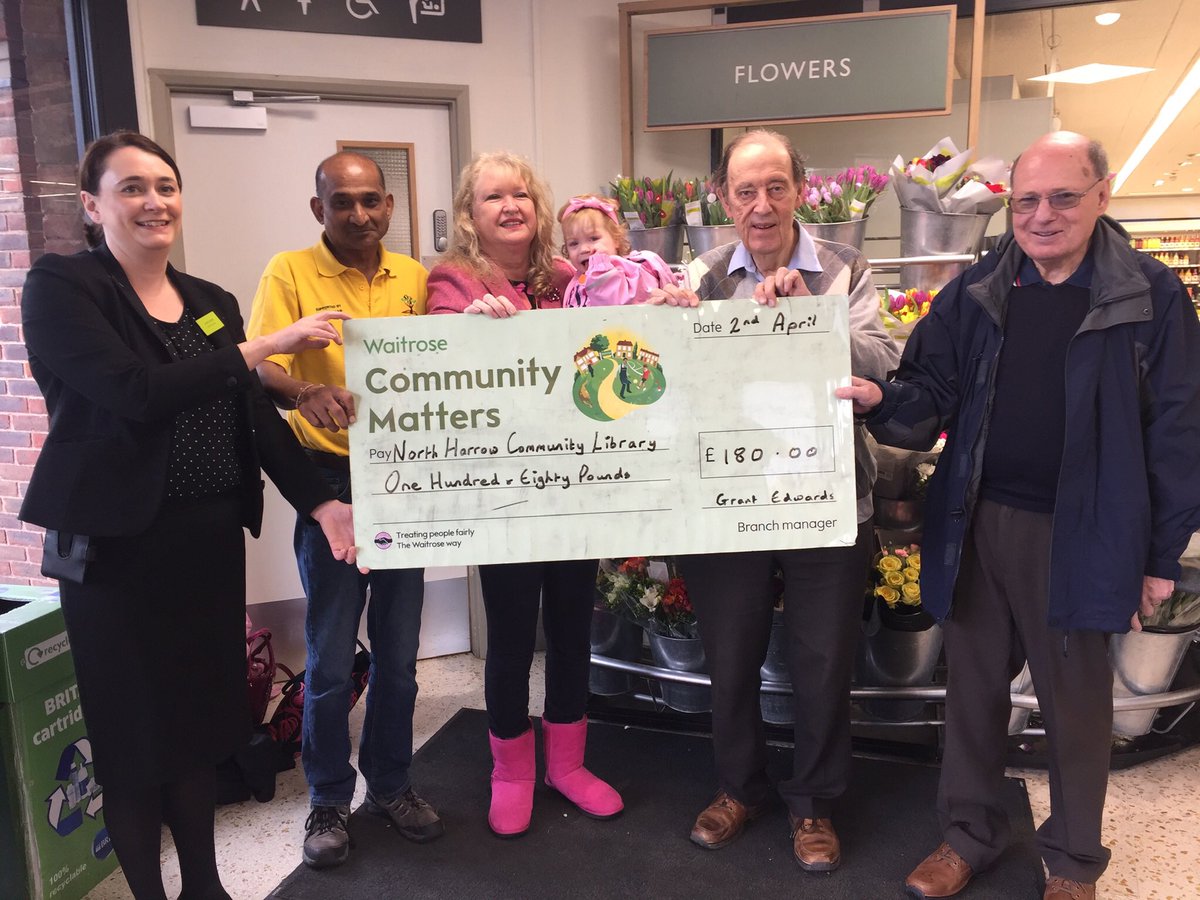 Thank you to all of you who chose North Harrow Community Library <a href="/waitrose/">Waitrose & Partners</a> 
We are currently one of <a href="/Tesco/">Tesco</a> Harrow's nominated blue token charities until 30th April. Please remember us when shopping. 📚❤👍🏼🛒 #community #books #Harrow #everylittlehelps #Tesco