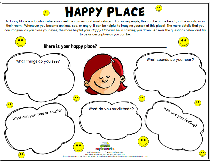 socialworktools's tweet photo. A #Happy #Place is a location where you feel the #calmest and most #relaxed. Whenever you become #anxious, #sad, or #angry, it can be helpful to #imagine yourself at this place! #socialwork #directwork #children #families https://t.co/7CE7fwYBxx