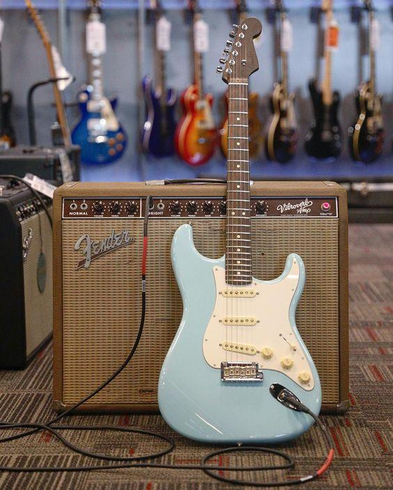 World__Rock's tweet photo. It's an all-rosewood kinda #straturday.  . @fender Limited Edition American Pro Stratocaster in Daphne Blue  (link in bio) . #guitarcenter #gc #fender #strat #stratocaster #guitar #guitarist #blue #daphneblue #rosewood #americanpro #vibroverb #amp #geartalk #guitargear #musi… https://t.co/vAq3rlj6oR