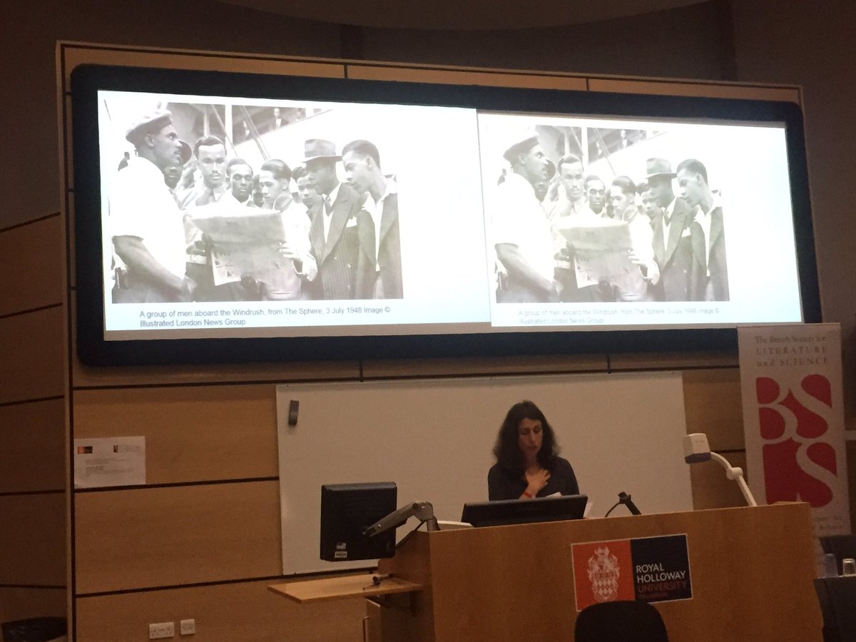 Lady_Electric's tweet photo. She links Galton and Malthus to the hostile environment that has targeted the Windrush generation. Who has the right to be passionate to be an individual to be a citizen? #BSLS2019 https://t.co/Dr7A4edlaZ