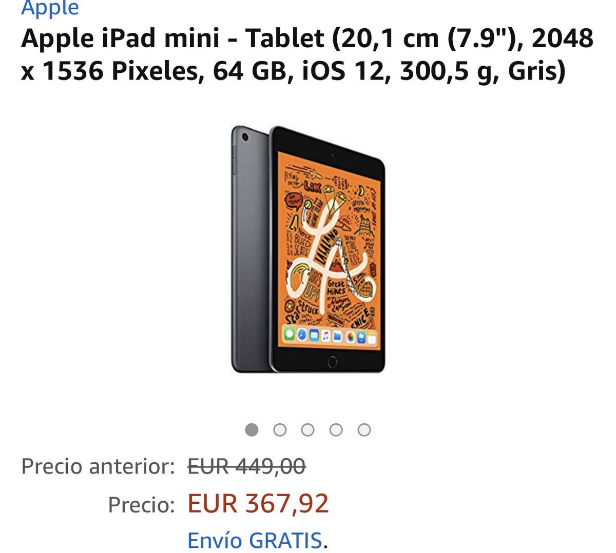 RoBerg90's tweet photo. Überragender Deal @amazon in Spanien: das neue @Apple #iPadMini2019 für 366€ inkl. Versand nach 🇩🇪 statt 449€! Einloggen ganz normal mit Amazon-Konto möglich, braucht nur Kreditkarte. Hat im Test @COMPUTERBILD überzeugt! Link: https://t.co/dLSVFq3S4t https://t.co/eRkL4b1bQV