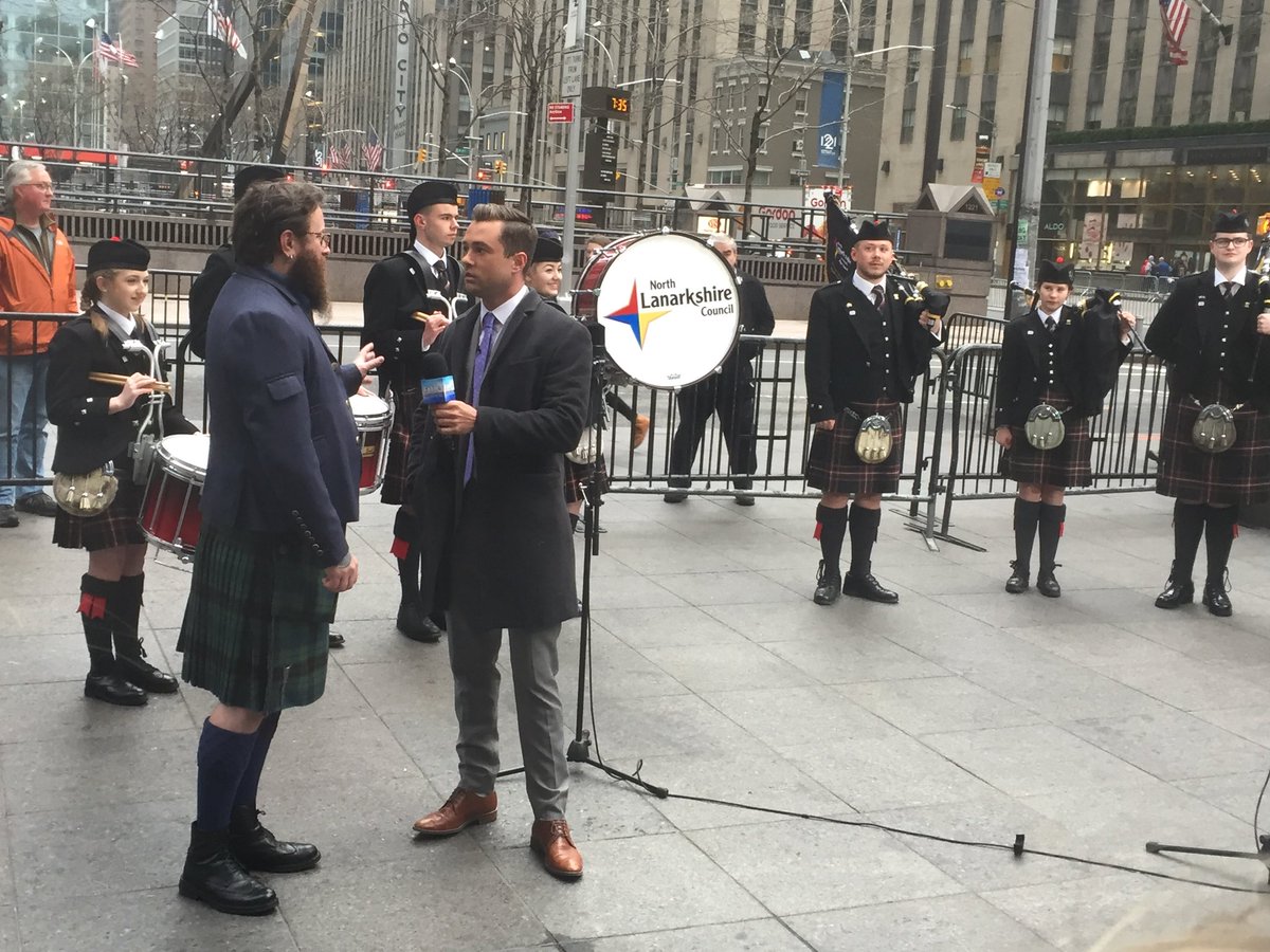 nyctartanweek's tweet photo. President @KWDawson was on @foxandfriends this morning talking all things tartan ahead of today’s parade. Special thanks goes to North Lanarkshire Schools Pipe Band who played him in 🙌🏻 Who’s ready to march!? https://t.co/DMG2XKQKo7