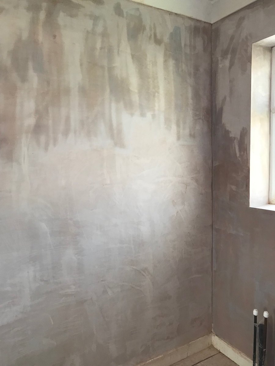 NJCrow's tweet image. Painting plastered walls with watered down paint seems like the most pointless task?! #dontthinkthisisright 🤷‍♀️ #doasimtold