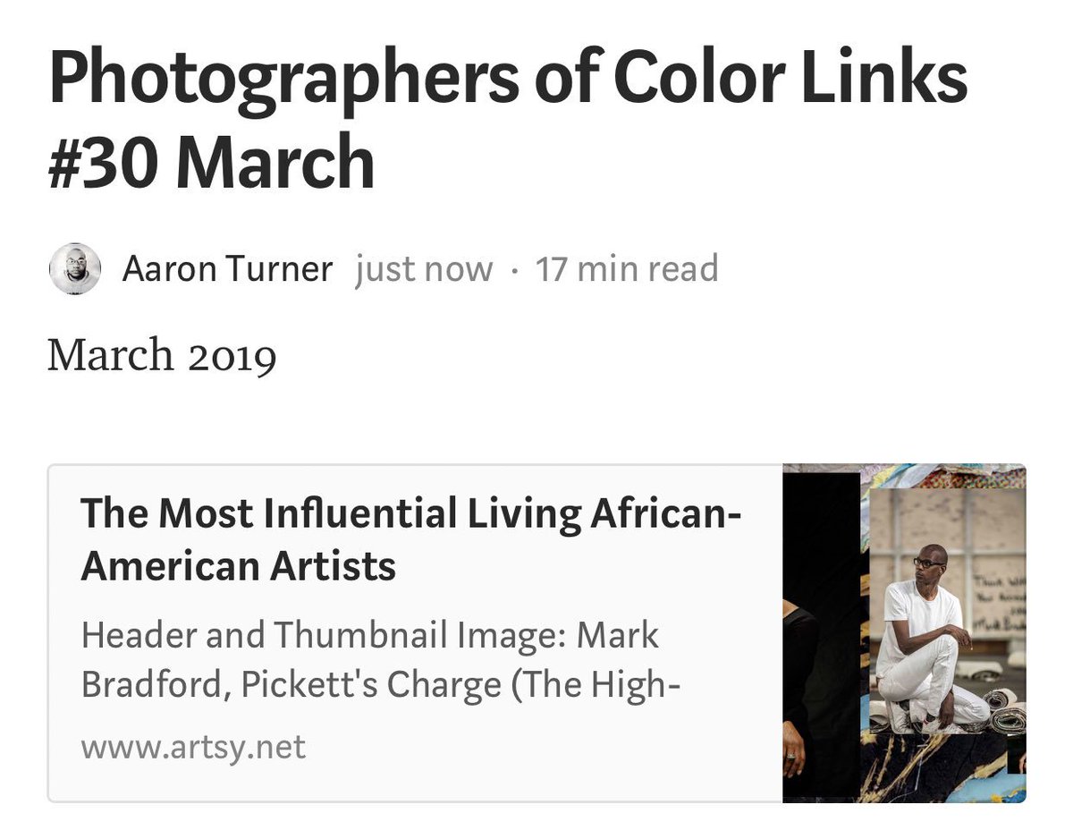 AaronRTurner_'s tweet photo. Photographers of Color Links #30, March 2019, https://t.co/ccsfttwQsG #march #photogsofcolor #photographersofcolor #photography #art #history #photo #medium https://t.co/0ImWYAJJBv