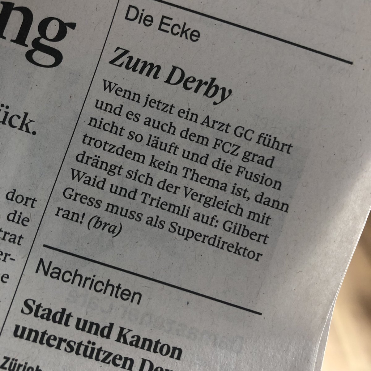 bsidetagi's tweet photo. Gilbert Gress, übernehmen Sie! #fcz #gcz #Derby #DieEcke https://t.co/9PPC2b9m12