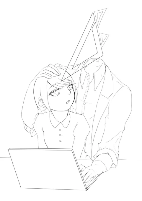 幼女と異形頭の線画ぁ
塗り始める～ 