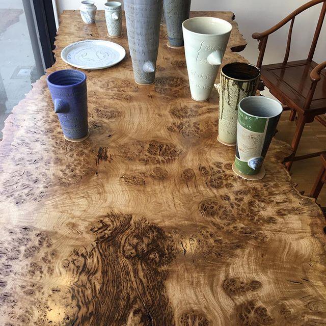 KW_Gallery's tweet photo. Nadav Drukker Mathematical Pots on 300 year old Burr Oak table top. Exhibition ‘Modern Primitive’ now open at KWG https://t.co/7hWAeuvNF8 https://t.co/kBTM0KZzE8
