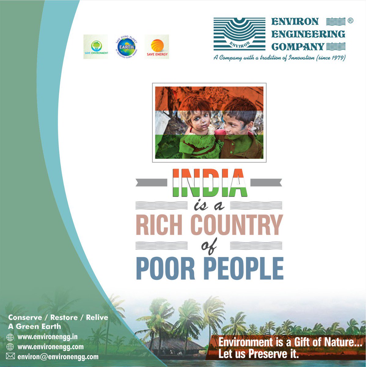 Environengg's tweet photo. " India is a rich country of poor people"
#Savewater #energysaving #savewater #engineering #worldwaterday2019 #manufacturing #engineers #environmental #water #manufacturer #gogreen #electricity #environment #nature #life https://t.co/8Ts3V1U5rJ