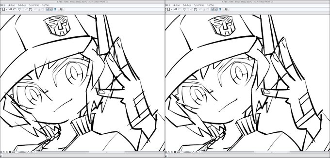 クリスタではみ出しを気にせずザクザク描いていって、後から消しゴムツールのベクター消去でそのはみ出し部分をちょんちょん消していくのが気持ちイイ。

所々、あえて消さずに残したりもする。 
