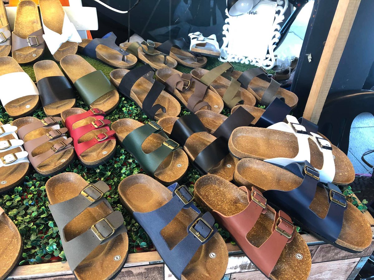 julesguiang's tweet photo. Muntik na ako bumili sa Birkenstock tapos paglabas ko may Marikina-made! ₱400/pair! Jesus scandals for summah! https://t.co/p9iuyXvie3