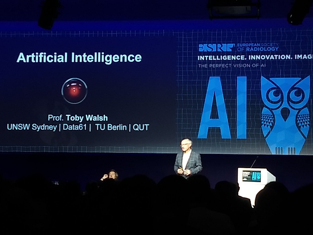 Ramonixto's tweet photo. Starts the keynote of Toby Walsh in the #ESR (Intelligence. Innovation. Imaging. The perfect vision of #AI) https://t.co/u9gy0lT4zq