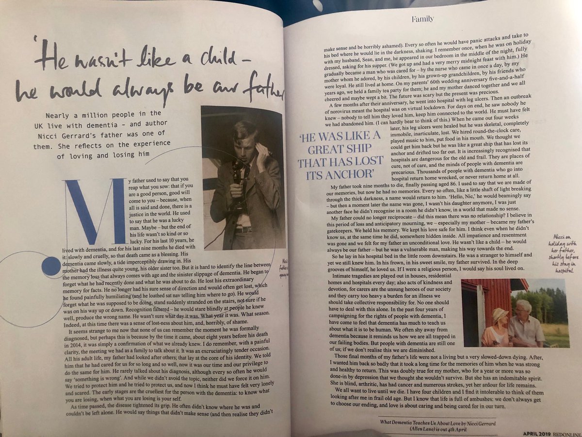 Agincare's tweet photo. Every time I read an article by Nicci (Gerrard), I am moved by her eloquence in speaking about dementia and the journey for the person and those who care for them. #dementia #care #johncampaign https://t.co/8y2YN4ALgY