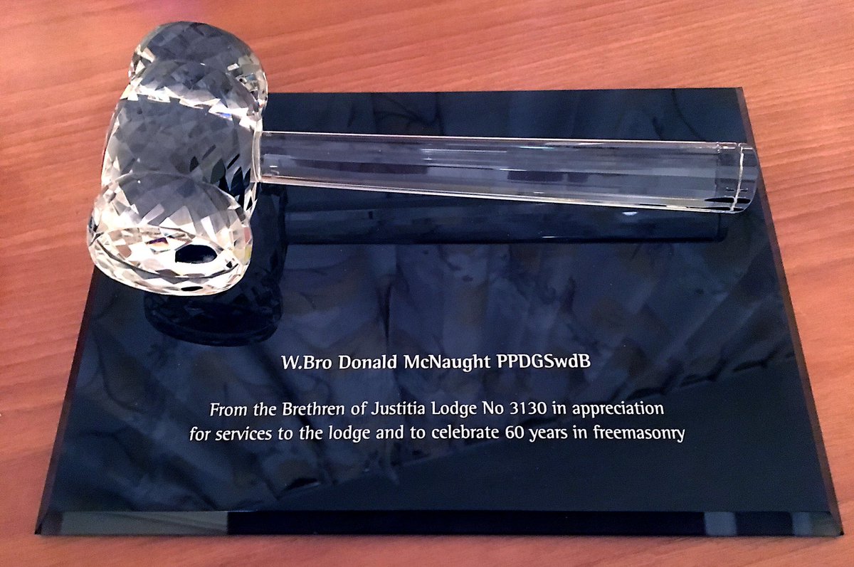 Here’s the wonderful crystal gabble presented to our WBro Donald recently in recognition of over 60 years service to #Freemasonry!

#freemason #masonic #thecraft #ukfreemasonry #bournemouth #UGLE