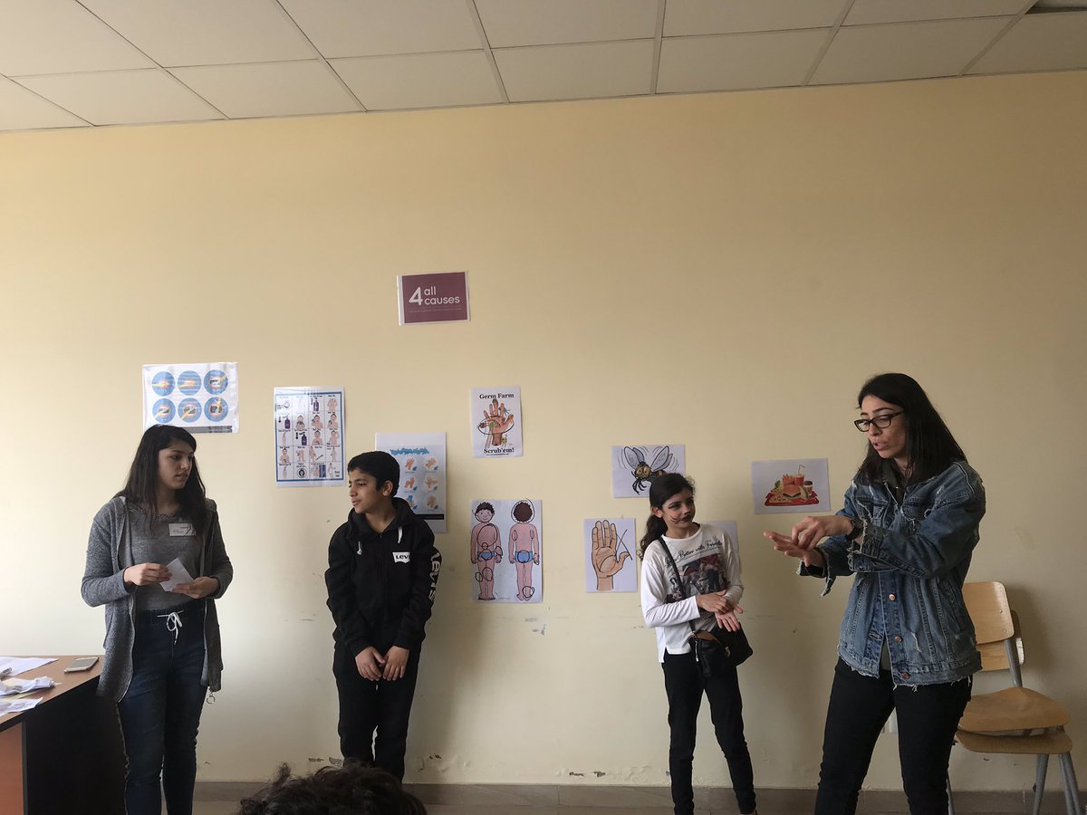 4allcauses's tweet photo. #Health_Day_event #4allcauses in Saida at @Ahlouna_NGO in collaboration with @AUBDeltaOmega 
Awareness session on Hygiene and Sanitation by Tamara Bou Ghader &amp; Tina Panossian https://t.co/3IJTTTW4wb