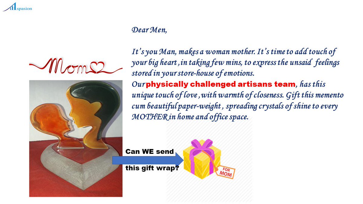 aninditabose16's tweet photo. #MothersDay is coming near! Dear Corporates- #BUHeads, #HRHeads, #AdminHeads, #PurchaseHeads, #ITHeads, #FinanceHeads and every #individual reading this - Please take a #step ahead, to experience #love multiplies, with small token of this special emotional touch! https://t.co/huYINmcVBm
