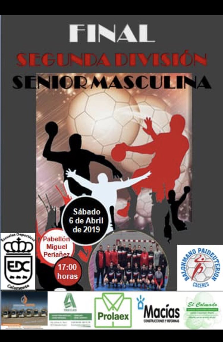 BmCalamonte's tweet image. 🤾‍♂ SENIOR MASCULINO 
PARTIDO VUELTA FINAL
 E.D. BM. Calamonte 🆚 BM Paideuterion
📆 Sábado 06/04
🕠 17:00h
🏟 Pabellón Miguel Periañez (CALAMONTE )
#vamosjabatos🐗