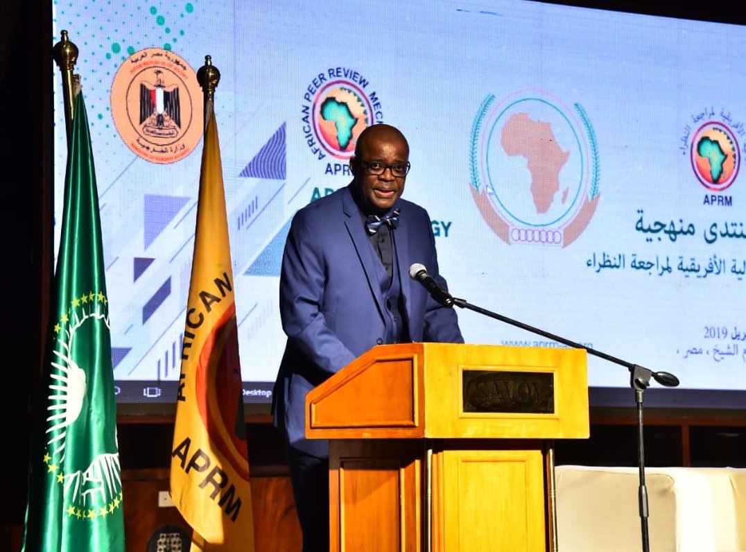 APRMorg's tweet photo. Prof @eddymaloka: CEO @APRMorg Secretariat giving his opening remarks as the Forum on Governance and Development gets underway.
#APRM2019 https://t.co/Lo15m8QBoX