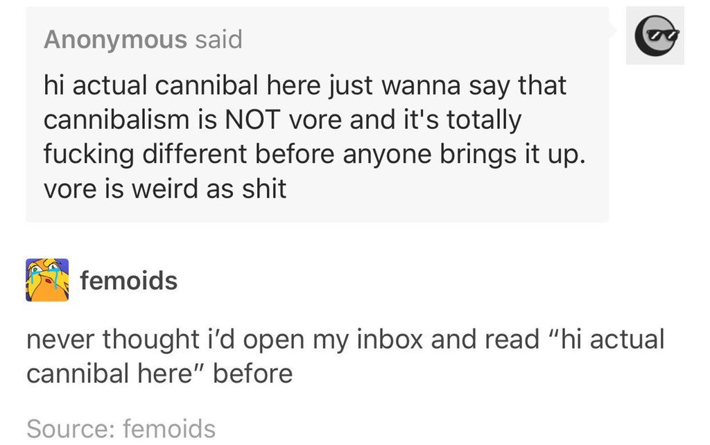 18. hi actual cannibal here