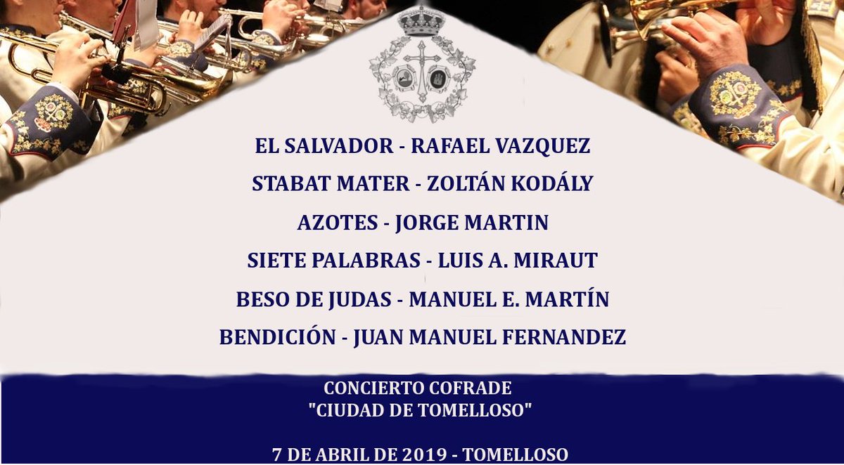 Porfin llegó la fecha. Mañana a las 12:00 tendrá lugar nuestro concierto cofrade "Ciudad de Tomelloso" en el que nos acompañará @amsc_tomelloso 

Nuestra actuación será la siguiente.
