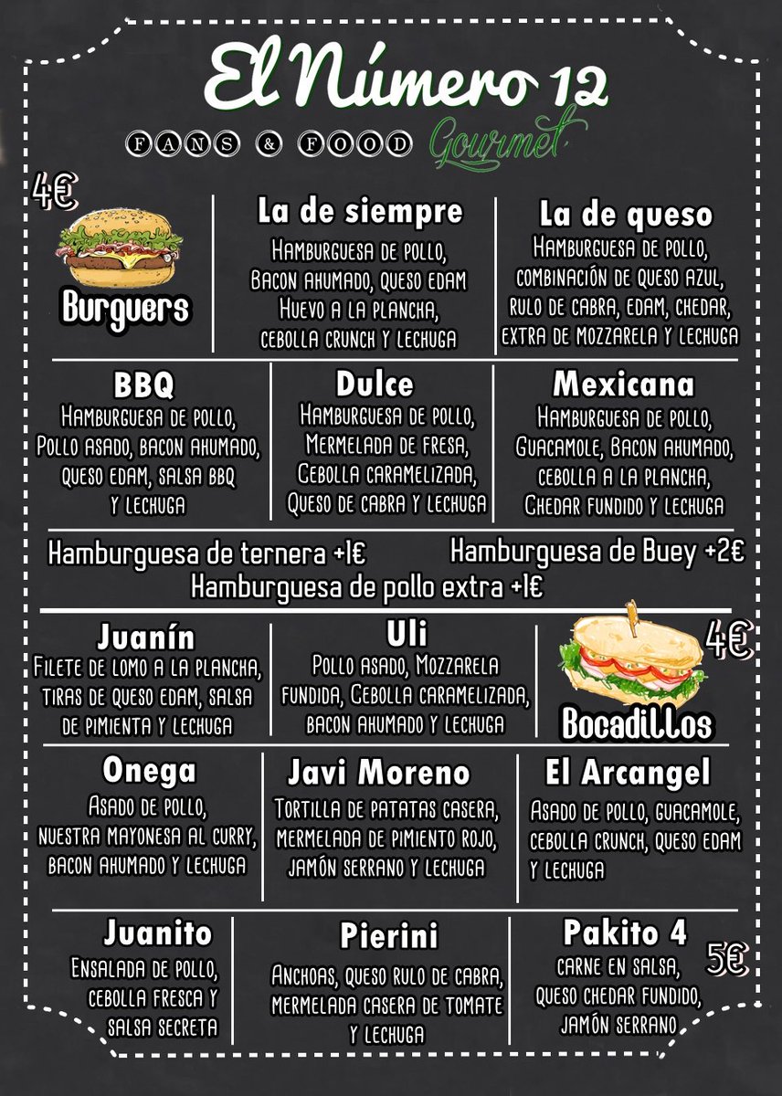 Numero12Gourmet's tweet photo. ¡Aquí te dejamos nuestra carta!
Ven y descubre nuestros fuera de carta y nuevas tapas a 1€
¡Te esperamos!

➡️ El Número 12 Gourmet
➡️ Plaza El Moreal 2
➡️ 683611648
(Para tomar o para recoger) https://t.co/WJlSaMW1XQ