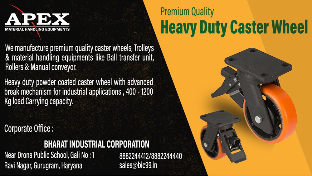 BicIndia's tweet photo. New &amp; Improved Heavy duty caster range with advanced break system and high load carrying capacity.For caster purchase Call us at 8882244412 or 8882244440 or send us email sales@bic99.in#heavydutycaster #highloadcapacity #casterwheel #pucasterwheel #nyloncasterwheel #sscasterwheel https://t.co/6RqYqmbVzW