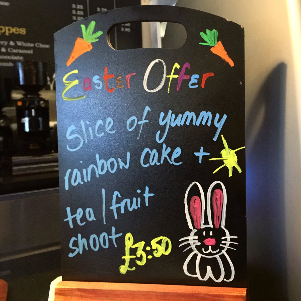 bertsballymena's tweet photo. Nab our Easter Offer this week: Slice of rainbow cake &amp; tea or a fruit shoot, only £3.50! 🍰🐰

#bobandbertsballymena #bobandberts #coffee #breakfast #easter #easteregg #cake #tea https://t.co/jhl3fIgvy4