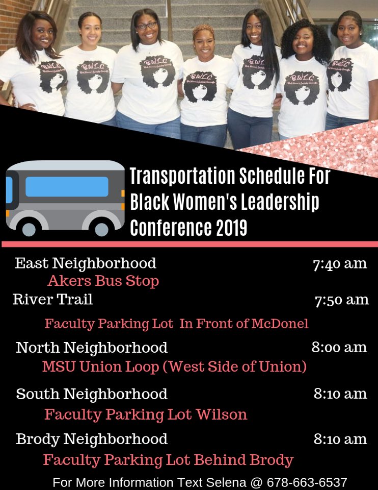 MSUBWLC's tweet image. Per request, here is the schedule of pick up times for your location! See you lovely ladies soon 💖