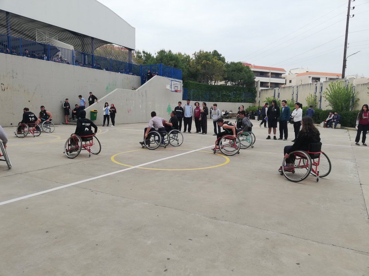 HibaBayoumi's tweet photo. HHHS hosted a wheelchair basketball. Learners played a friendly match with players from Saida Adaptive Sports Club. The event carries a humanitarian and moral support for people with special abilities @Hhhsinfo @kaeenh @AboudaherSarine @monamajzoub #CAS #social_integration https://t.co/4GauUA6iQL
