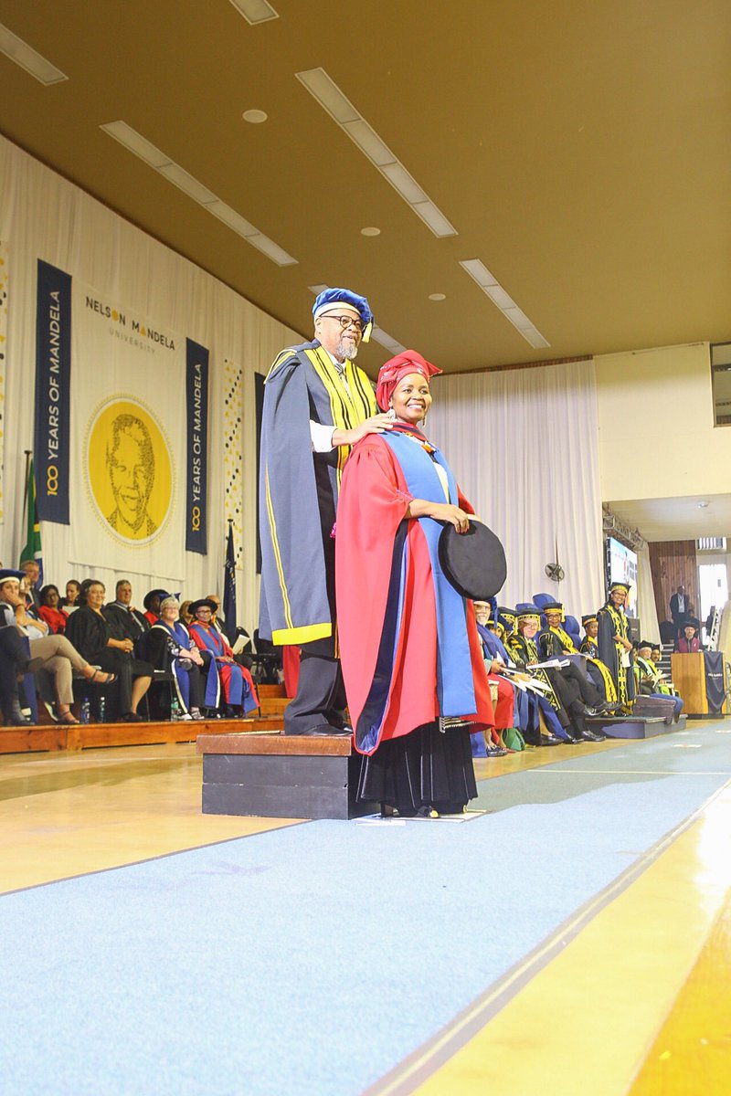 Yesterday my mother, Dr Vuyo Mahlati, received an Honorary Doctorate from @mandelauniversity for her distinct track record as a change agent. What a pleasure to witness such an incredible honour be bestowed upon my dear Mama. We love you Ma ♥️ #MandelaGrad19 #HonoraryDoctorate