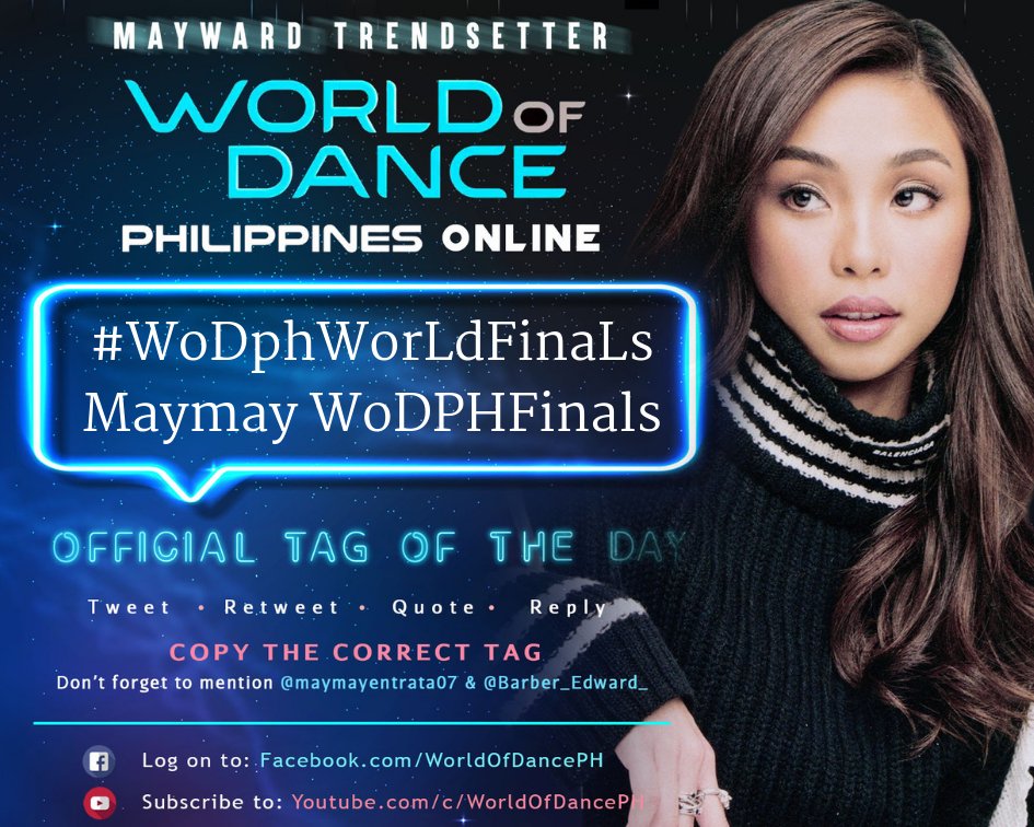 mwtrendsetter's tweet photo. Unang gabi ng @WODABSCBN Finals! Abangan sina @maymayentrata07 kasama ang iba pang online hosts mamaya, 7 PM! 

OUR OFFICIAL SET OF TAGS:

#WoDphWorLdFinaLs
Maymay WoDPHFinals https://t.co/NhECKeys1S