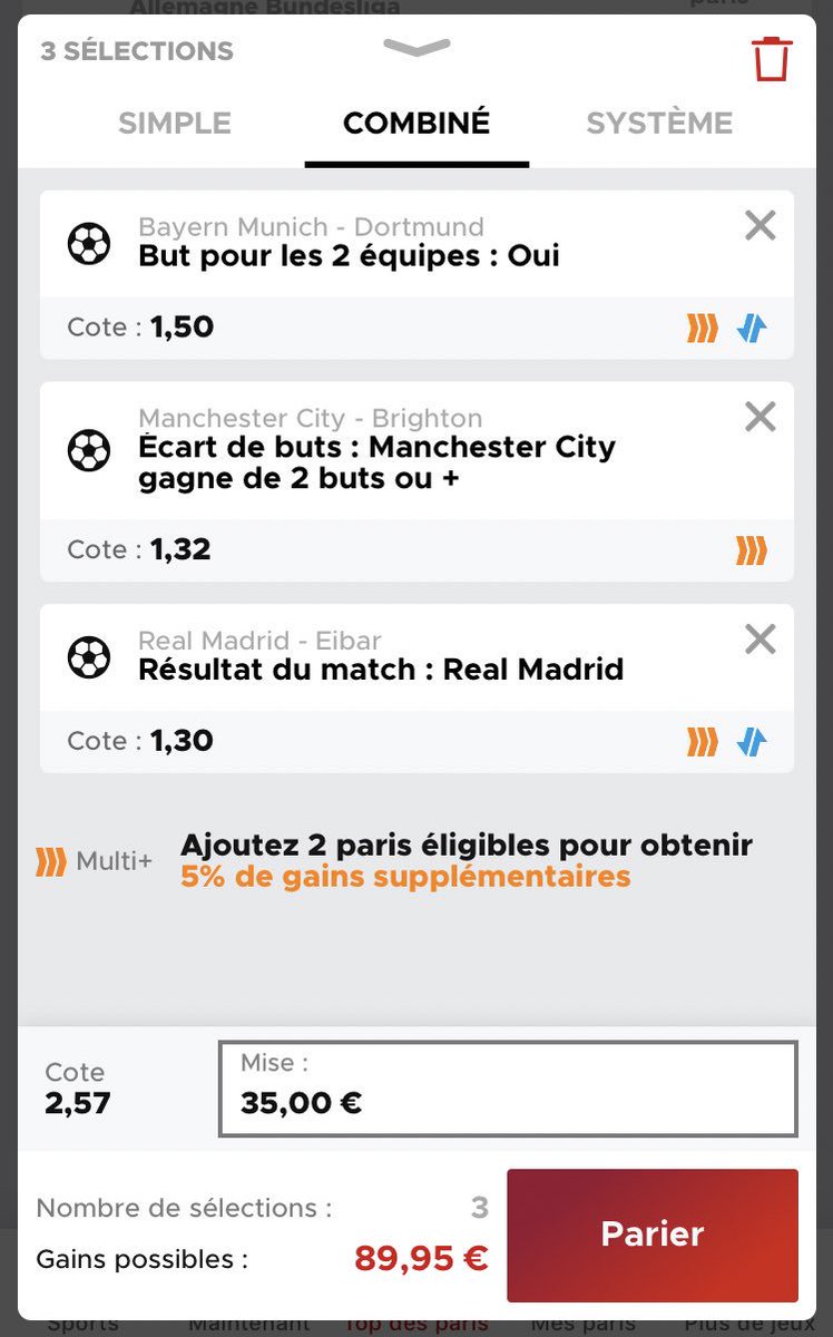 PronosDylan's tweet image. COMBI FOOT ⚽️

➡️ Côte 2,57
➡️ Confiance 7/10

Good luck 🍀