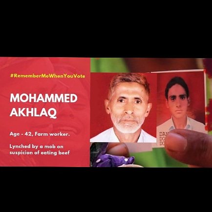 IAMCouncil's tweet photo. #IAMC #mohammedakhlaq #farmworker #moblynching #suspicion #beefeating #saffronterrorist #RememberMeWhenYouVote https://t.co/cm2OLuevPX