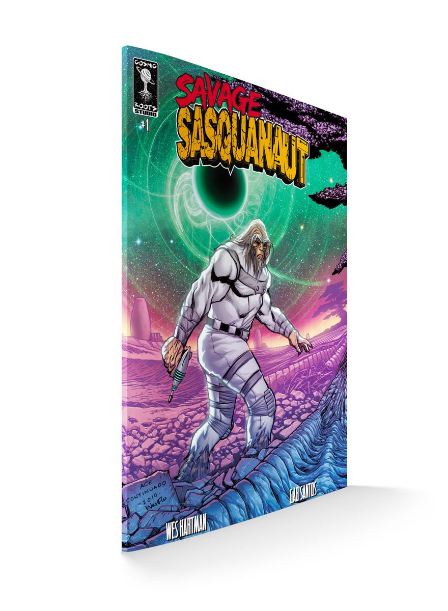 Sasquanaut's tweet photo. https://t.co/weaYkrsHt1 Artist Ace Continuado helps render what actually happened to bigfoot on the cover of Savage Sasquanaut issue 1. Get the whole story when you follow the link! #acecontinuado #artist #comics #kickstarter #bigfoot #makecomics #supportindie https://t.co/iGnWBrWzet