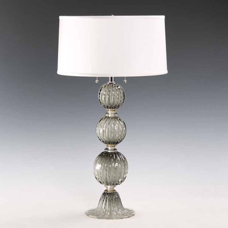 Brand new, gorgeous, grey, Venetian glass lamps. Hand blown  by our artisans in Murano, Italy. #interiordesign #design #Italy #style #SaturdayMorning