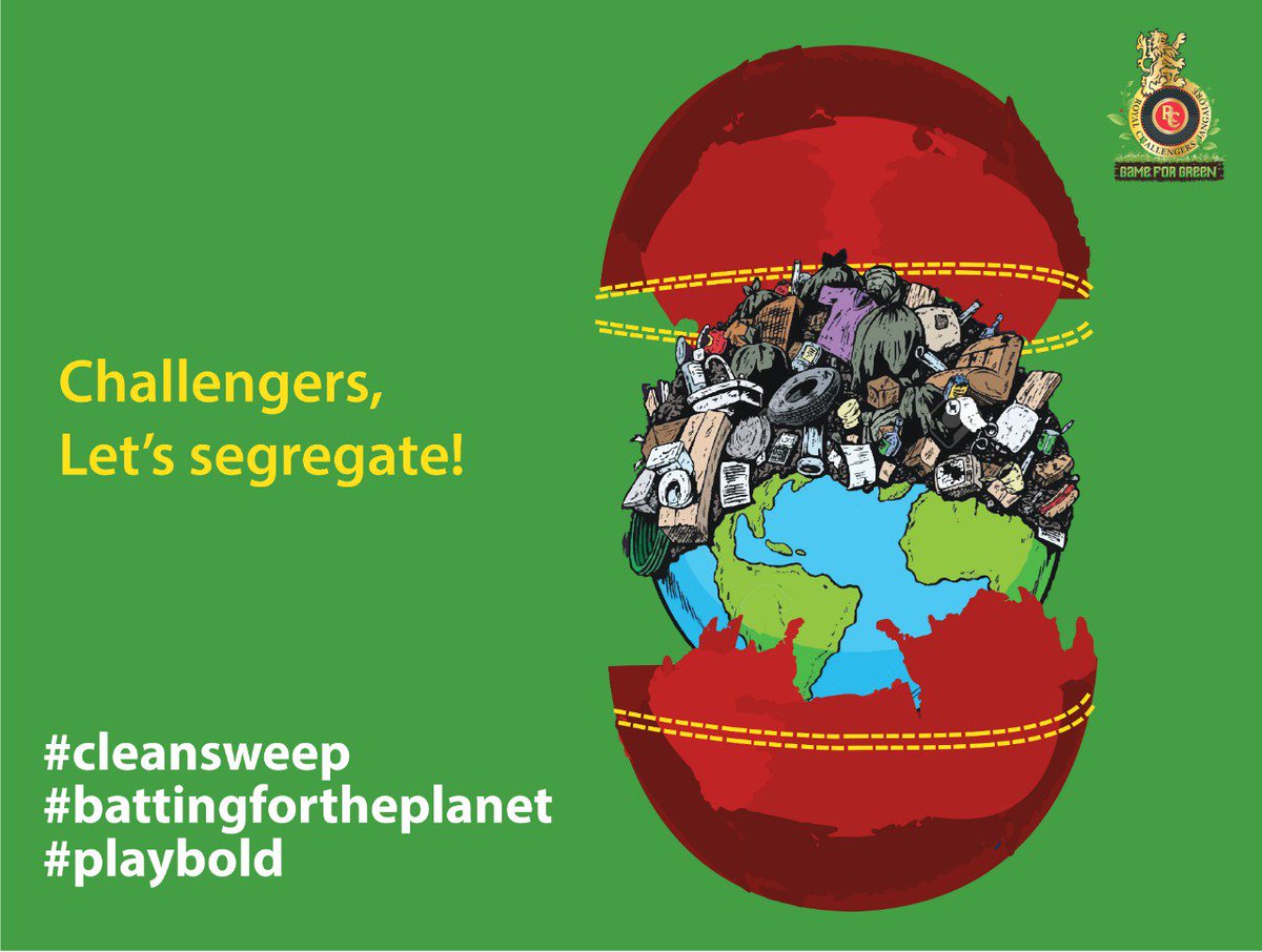 RCBTweets's tweet photo. Segregating waste as wet and dry makes recycling easier. There are wet and dry waste bins at Chinnaswamy Stadium for segregation. Challengers, the next time you visit the stadium, stump the right bin! #CleanSweep #BattingForThePlanet #PlayBold https://t.co/uHpHQXRQlg