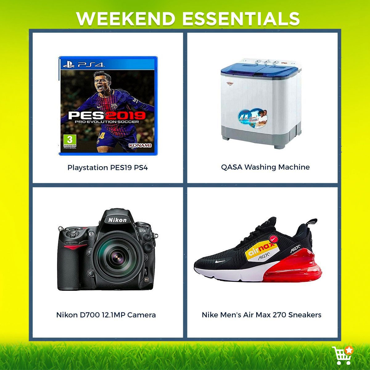 JumiaNigeria's tweet image. Which of these items would make your weekend super lit🔥? 
Reply &amp;amp; RT
bit.ly/2D1Q830
#JumiaEasterSale #WeekendEssentials