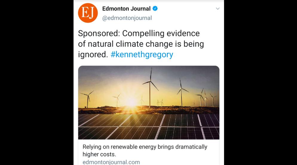 TheGentYYC's tweet photo. I can't say for sure it was my responses to the Edmonton Journal's despicable denialist "Ad-Article" sponsored by the even more despicable denialist "Friends" of Science bozos but I like to think it was. THREAD https://t.co/N8HGSa56oP