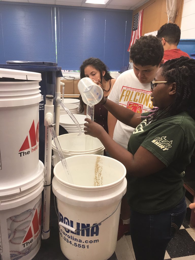 Leto HS and USF Biosand Filter Project data collection started with a splash!