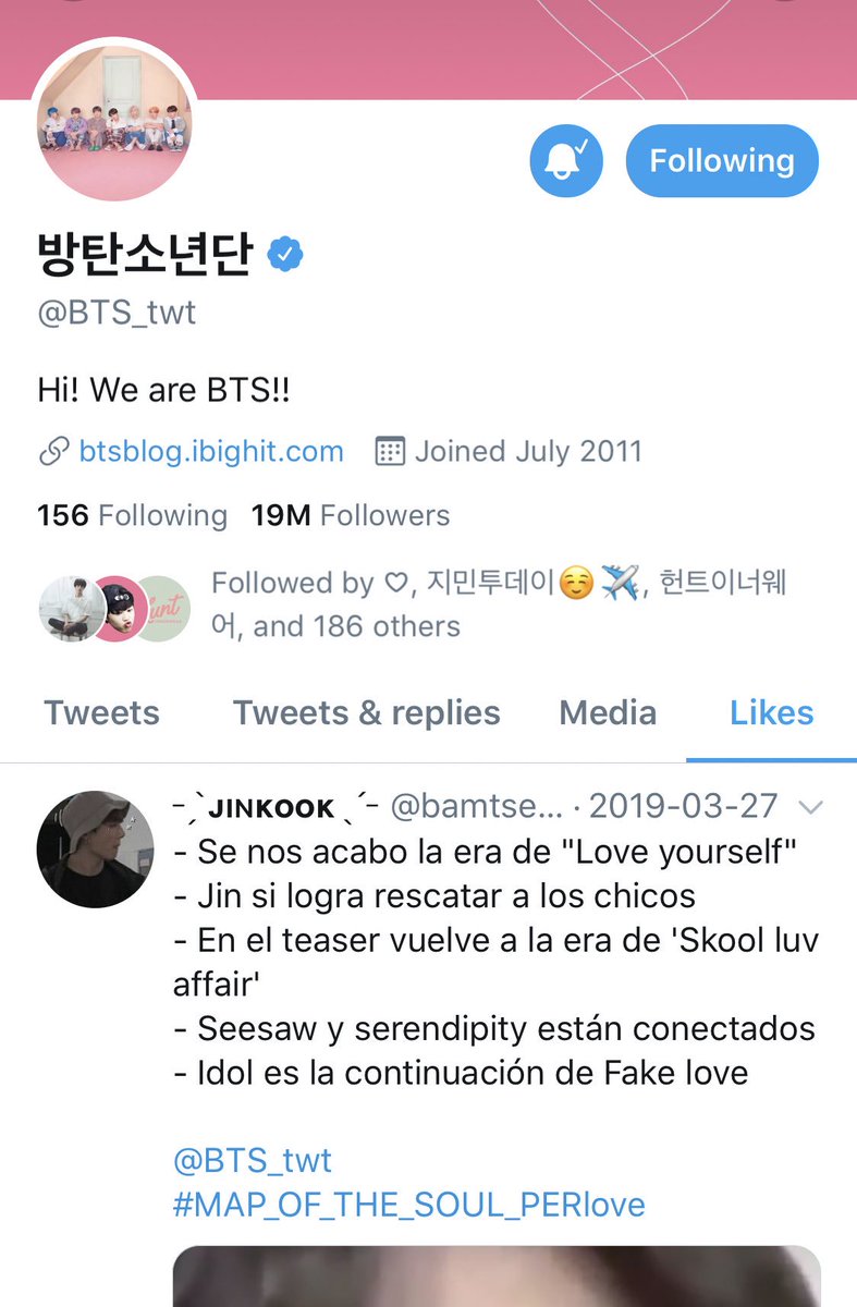 cafe_army's tweet photo. ...? @BTS_twt liked an ARMY’s theory tweet...???

Google trans:
- We ran out of "Love yourself" era 
- Jin if he manages to rescue the boys 
- In the teaser he returns to the era of 'Skool luv affair' 
- Seesaw &amp; serendipity are connected 
- Idol is the continuation of Fake love https://t.co/xQzp43O964