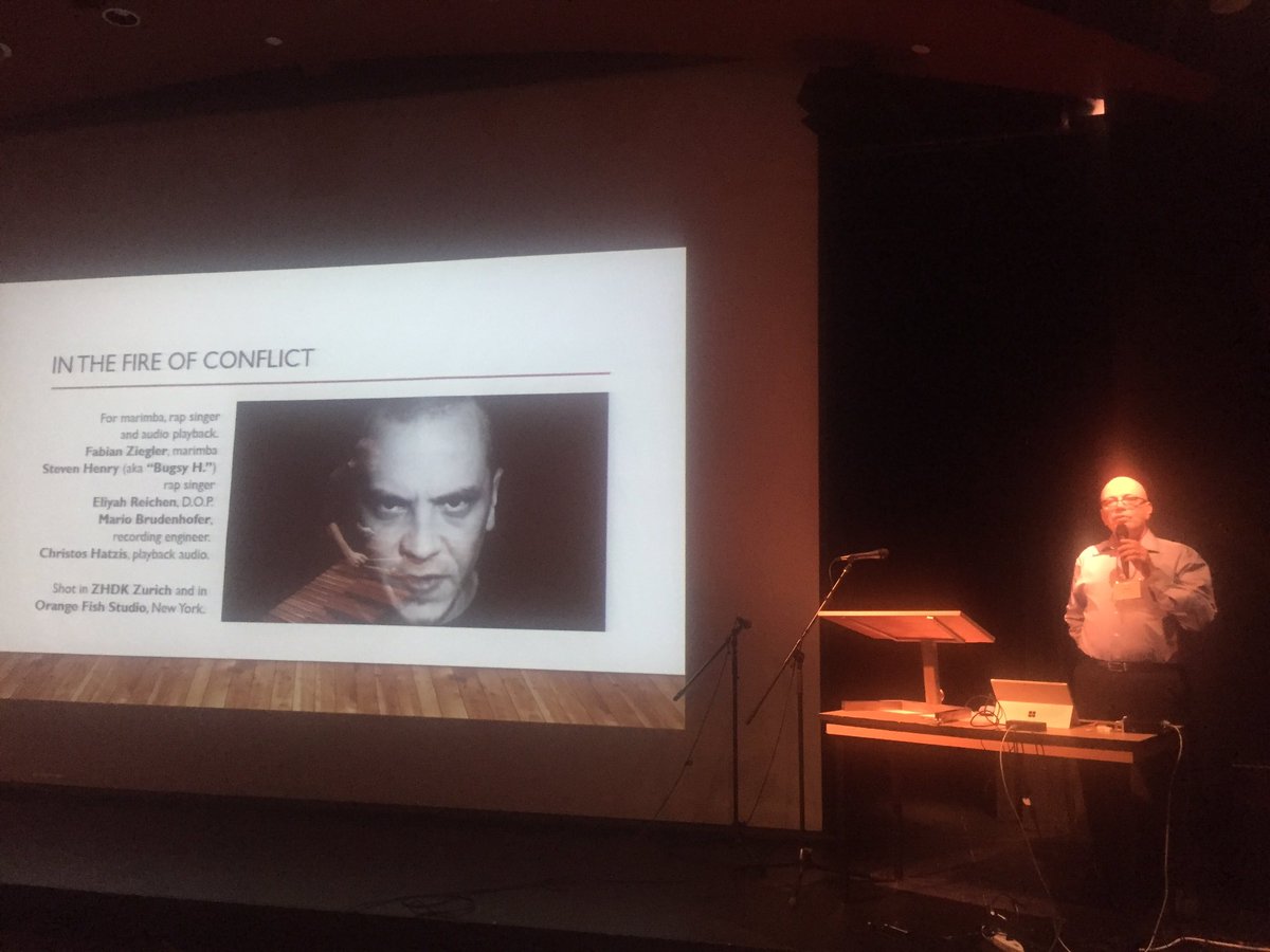 HCAAO's tweet photo. Professor @ChristosHatzis describes his collaboration to create 'In the fire of conflict', a piece about inner city violence. https://t.co/xumJca7SdC