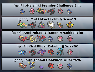 Latsu7's tweet photo. Congratulations for @newii13 for winning the Finland's First Ultra Series Premier Challenge!

@vgcstats 

Also good going for @MaikkeliVljn @OweVGC @Derith96 for making it to Top 4! https://t.co/pMKc0D2w9a