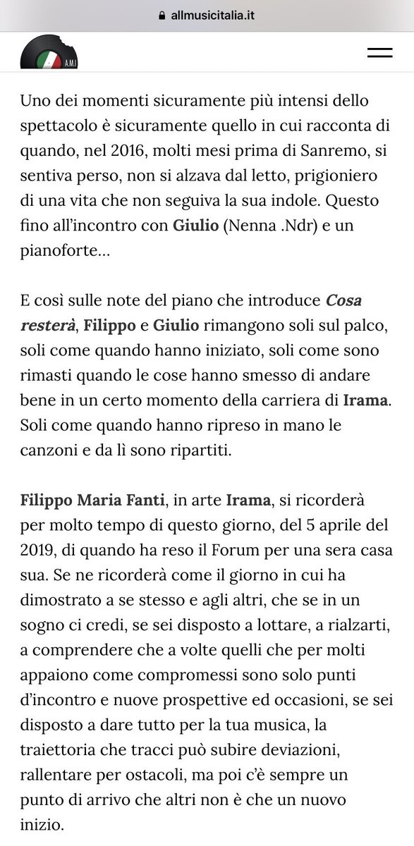 elavocesispezza's tweet photo. E piango di nuovo ❤️ grazie @massyallmusic per aver reso il momento di ‘cosa resterà’ ancora più speciale con queste parole.
Magia, ecco, solo questo. ✨
Oggi è solo un nuovo inizio
#irama #IramaForum https://t.co/pu4dYeM0uX