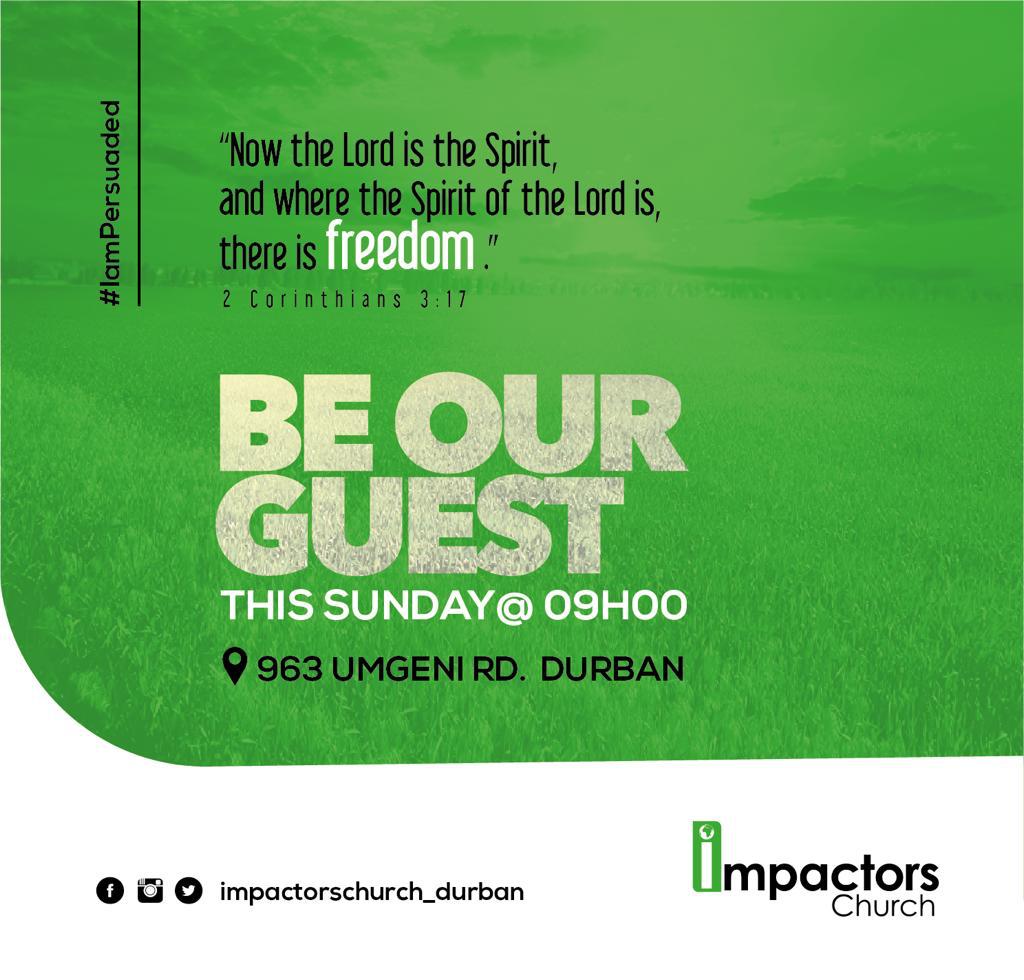ImpactorsChurch's tweet photo. Join us this Sunday and meet a Aavior that can give you internal  freedom ✊🏾that no one can take away from you.                      #impactorschurch #churchdurban https://t.co/QMkSsmbeFd