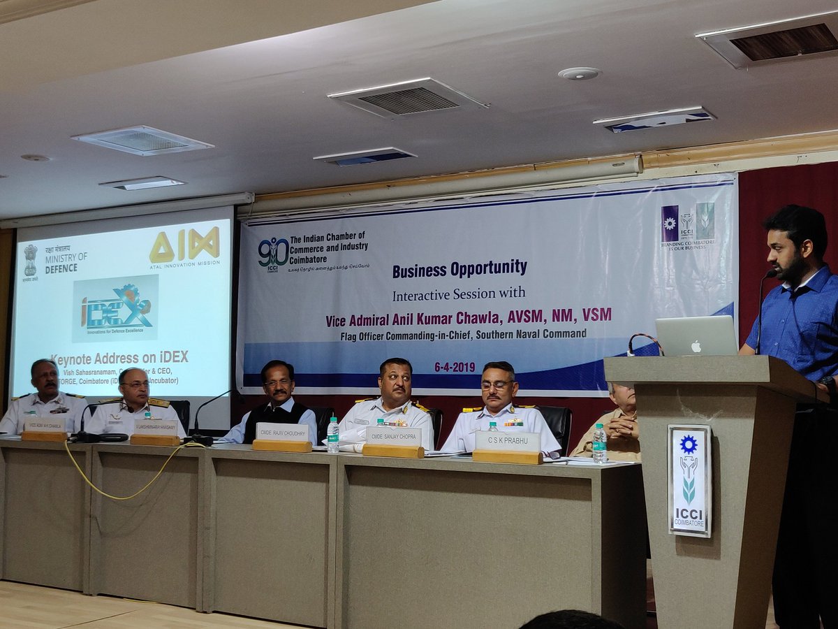 FORGE4Fauj's tweet photo. Interaction w/ ViceADM AKChawla on Indigenisation opty org by @iccicbe, @VishwanathForge pres. need of innovation for defence services and how @India_iDEX platform enables/empowers innovator to build for military @drajaykumar_ias @sjaju1 @indiannavy @FORGE_FORCE @AIMtoInnovate https://t.co/jmF9BuOLYO