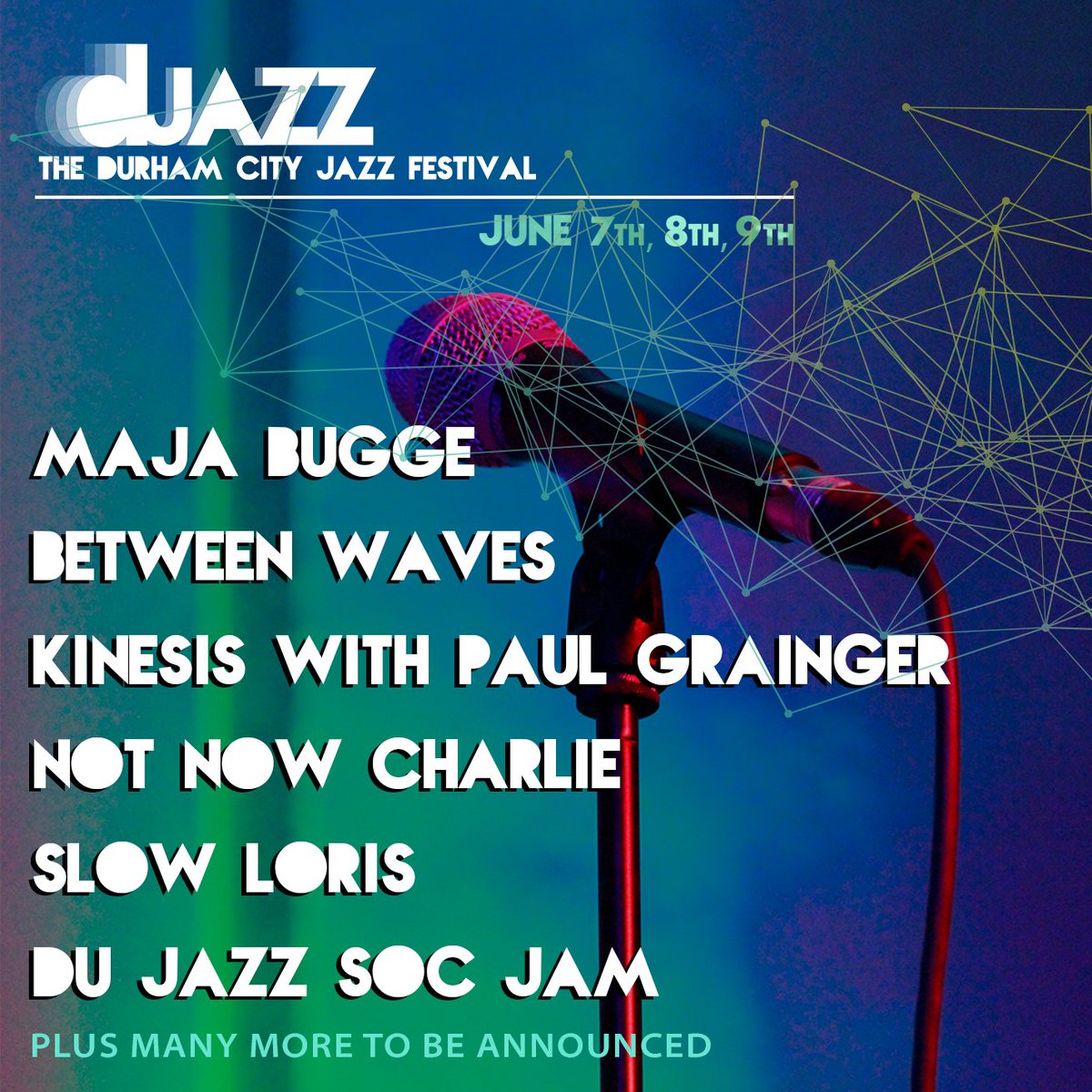 djazzfestival's tweet photo. VERY excited to announce the 1st batch of bands for DJAZZ 2019 🔥🔥 More bands and venues to come...🎟️🎟️>>Tix: https://t.co/Jv9fzhoAPy
Maja Bugge // BETWEEN WAVES // KINESIS WITH Paul Grainger //
Not Now Charlie // Slow Loris // Durham University Jazz Society Jam #Durham #Jazz https://t.co/SuSP11Z0ct