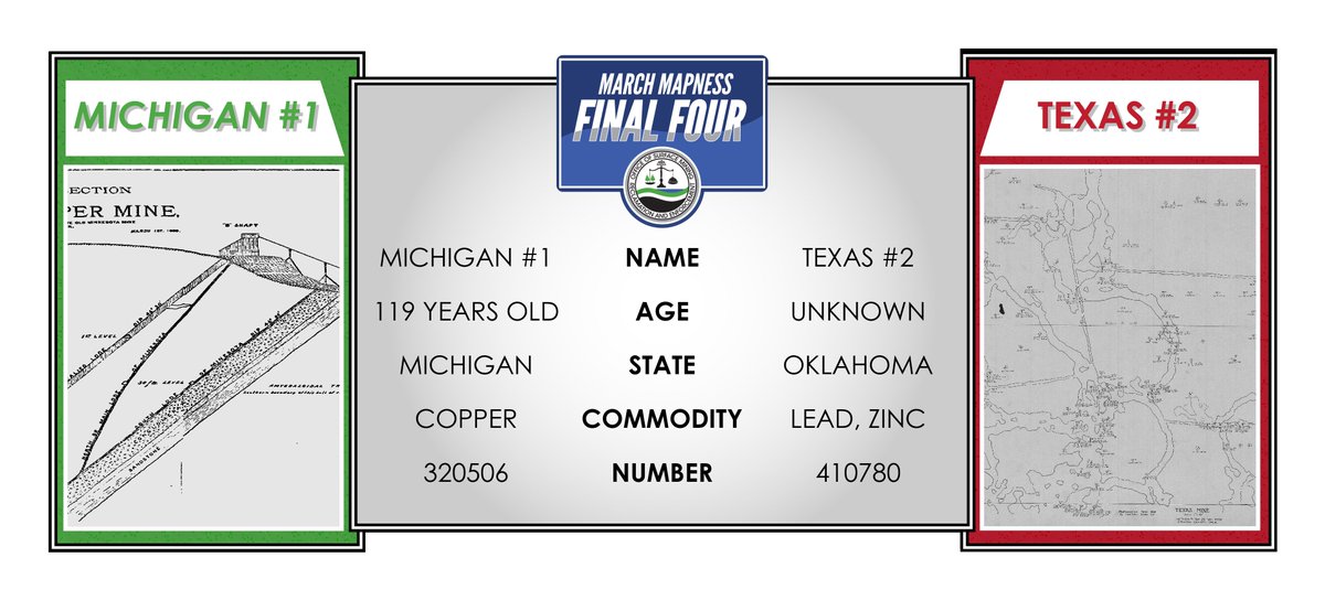 OSMRE's tweet image. When Michigan #1 takes on Texas #2 there&apos;s no telling who will take home the prize. Only one can make it to the #MarchMapness Finals. Do you have a guess who it will be? Vote now! #MineMaps @minemaps