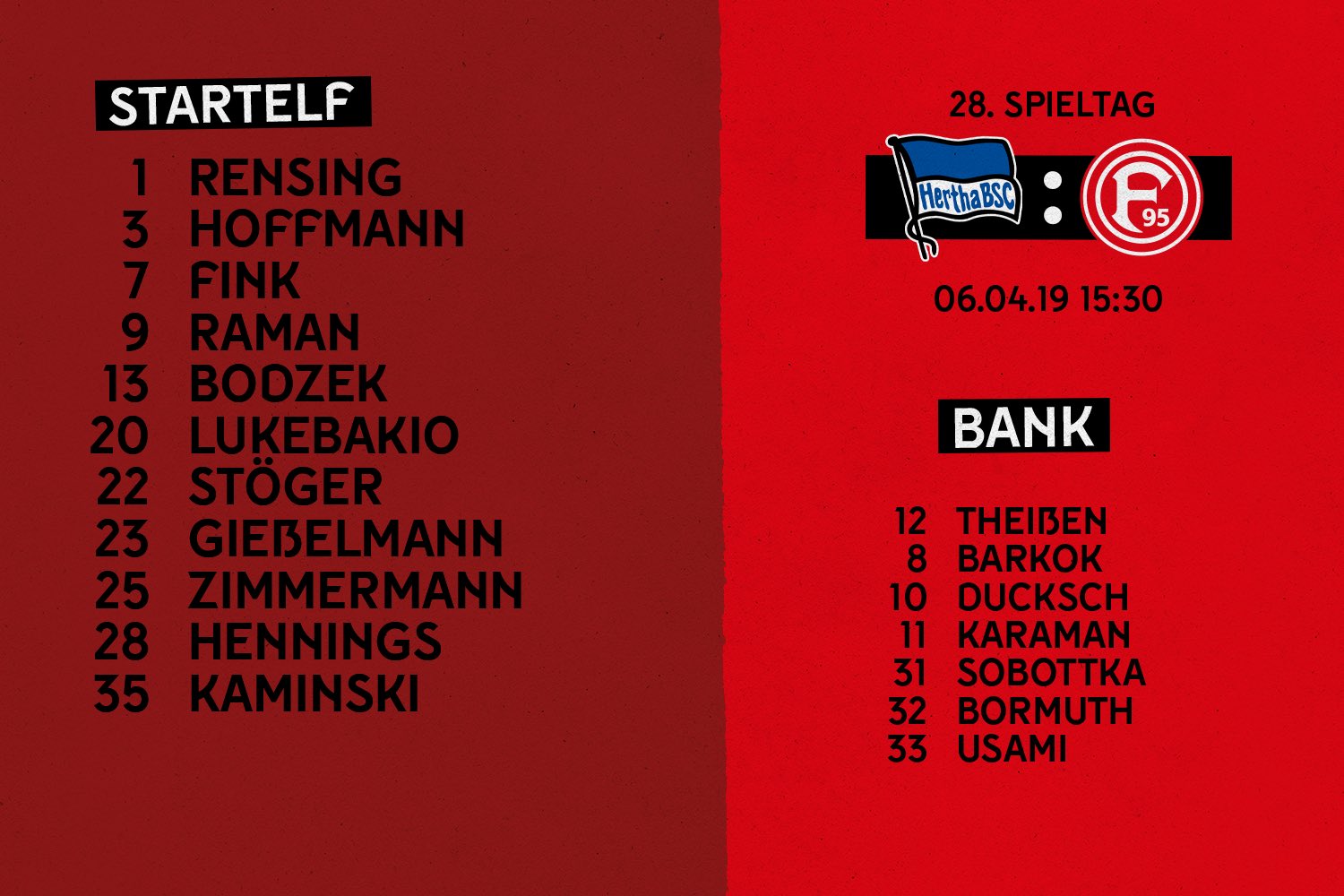 Redza. on Twitter: "RT @f95: Wir haben die heutige #F95-Aufstellung für ...