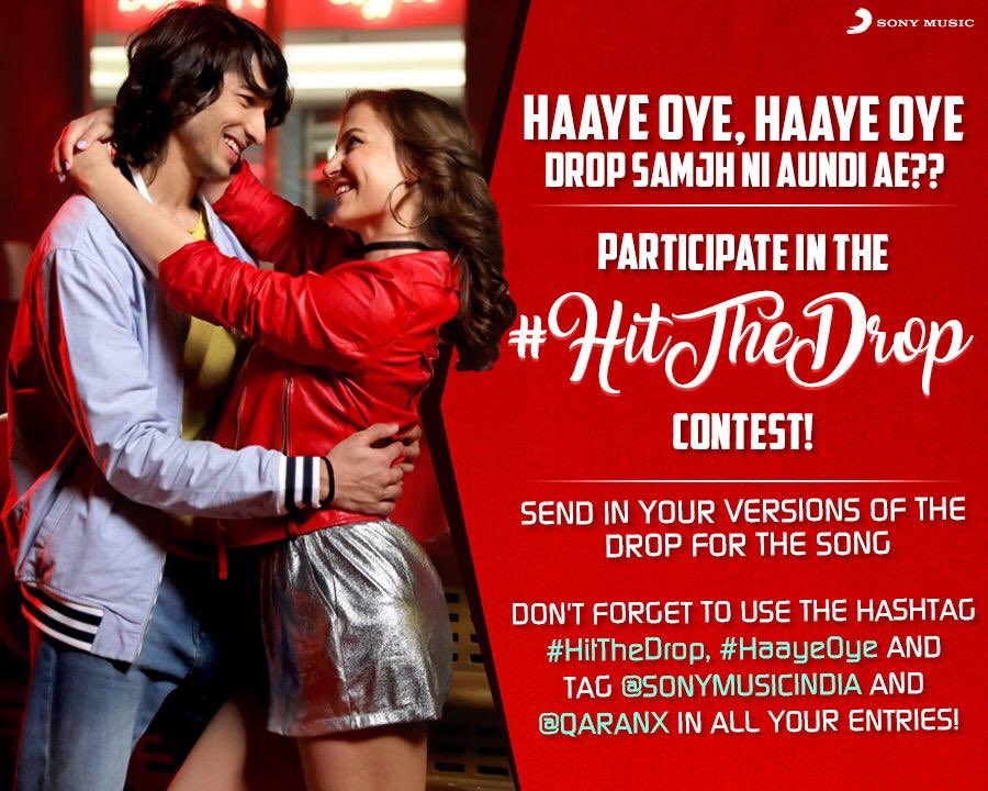 sonymusicindia's tweet photo. Drop it like it’s cool! Give #HaayeOye a new drop and the best version will be officially released by us! #HitTheDrop #haayeoye
@qaranx @iamashking @shantanum07 @ElliAvrRam #VishalHanda @sidkaushal22 #ChocolateFilms #M5entertainment https://t.co/hlUKTGdNXH